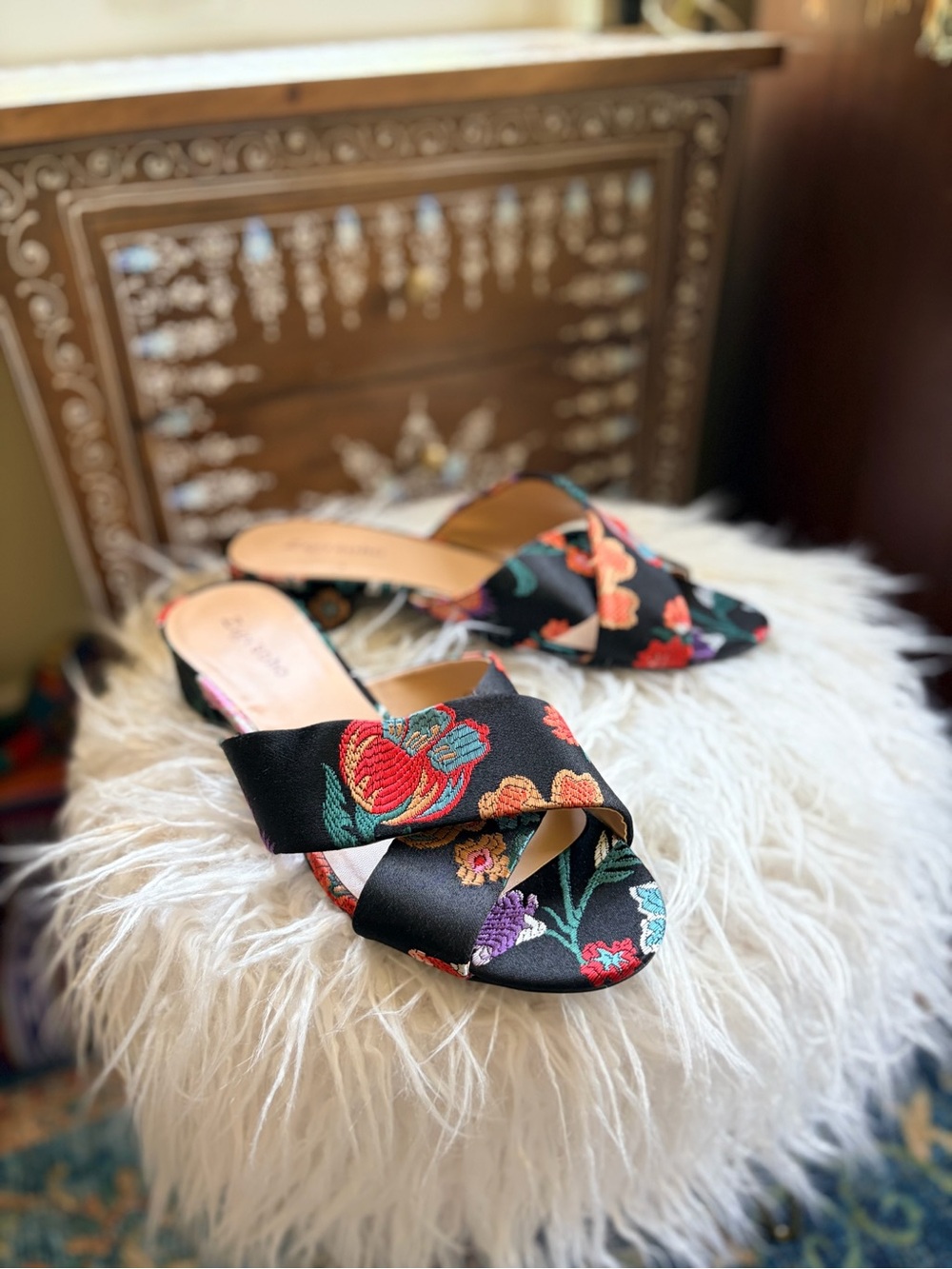 Zigi Soho Etta Floral Jacquard Block Heel Slide Sandals Size 10